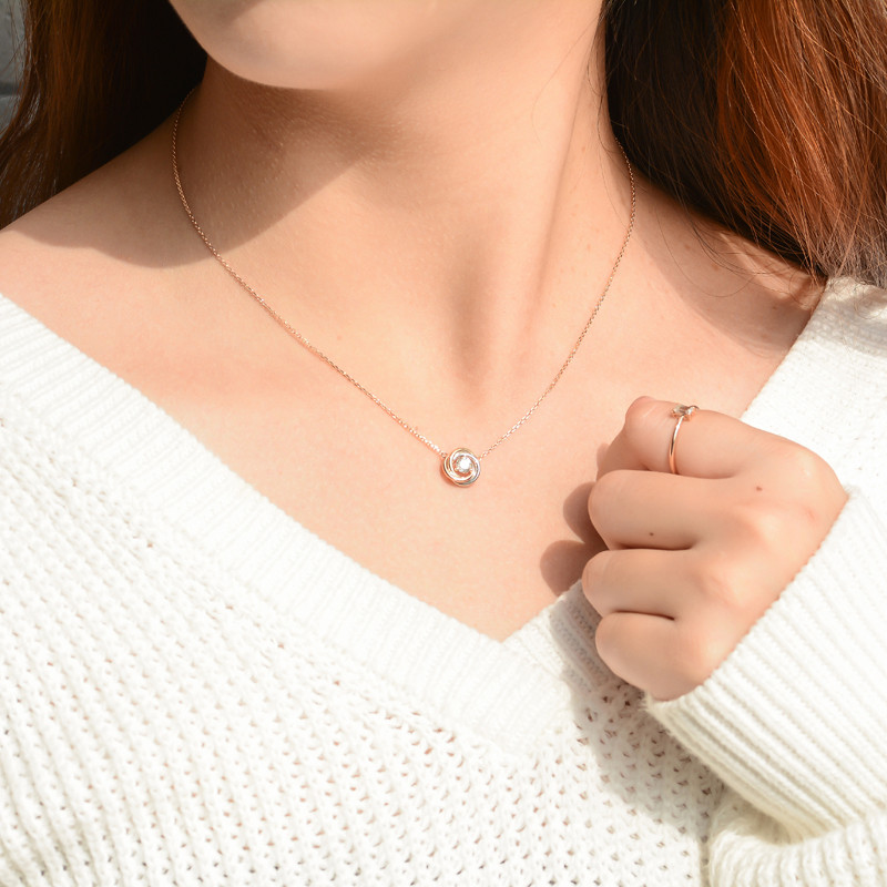 Vecalon Simple Fashion Necklace 925 Sterling silver Diamond Party Wedding Pendants with necklace for Women Jewelry Gift