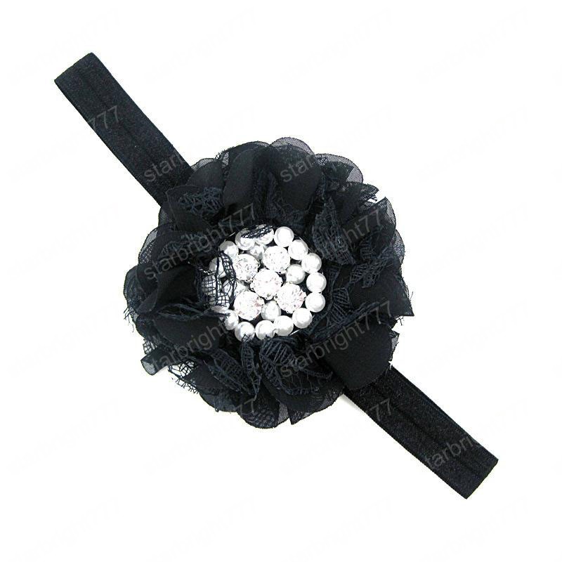 Hot selling Baby Headbands Flower Rhinestone Pearl Rose Children Hairbands Girls Headdress Infant Kids Chiffon Hair Accessories