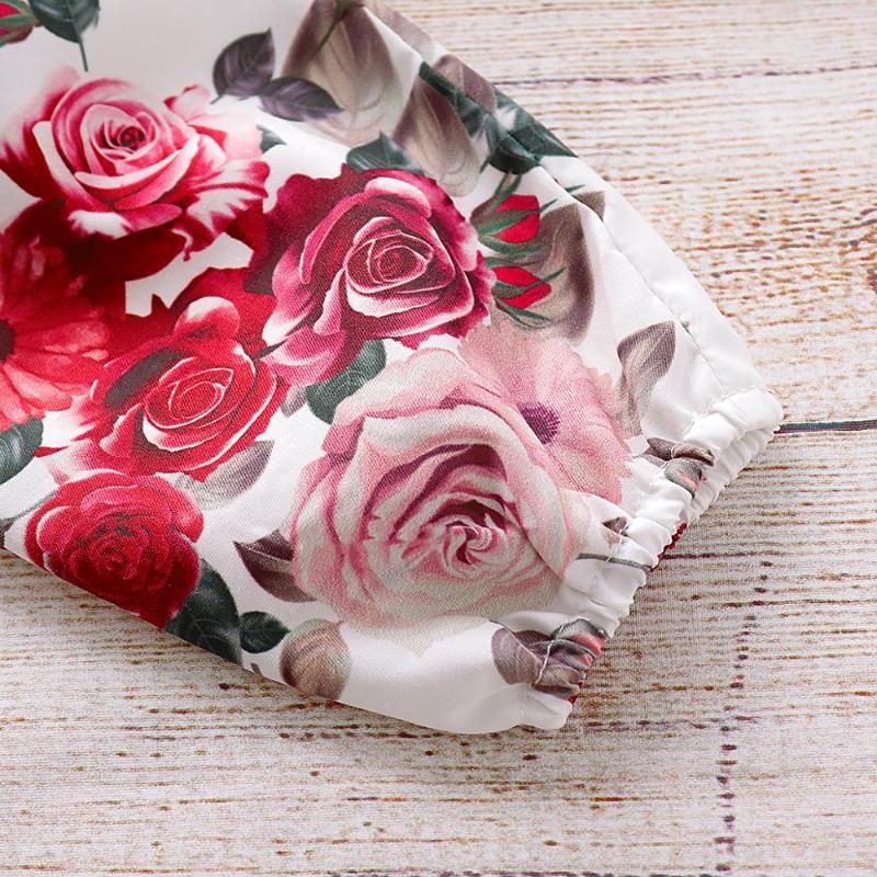 2020 new baby girl Solid Color Tops Clothing Newborn Kids Baby Girls Outfits Clothes Romper Bodysuit+Flower Printed Pants Set