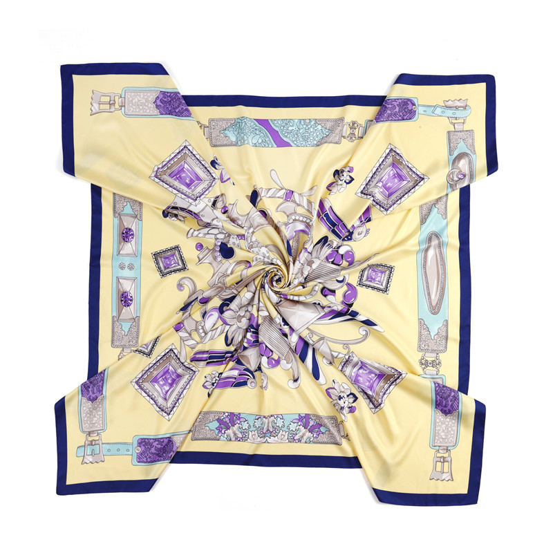Single-Sided Head Scarves 130 Silk Scarf Top Twill Square Jewelry Print Scarfs Vintage Neck Foulard Femme Handmade Large Headwrap
