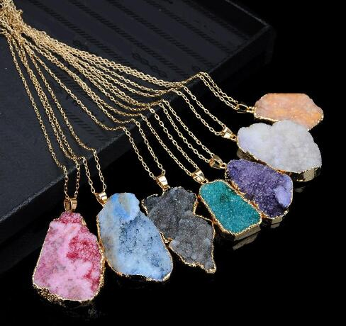 Natural Crystal Quartz Healing Point Chakra Bead Gemstone Necklace Pendant original natural stone-style Pendant Necklaces Jewelry GB1463