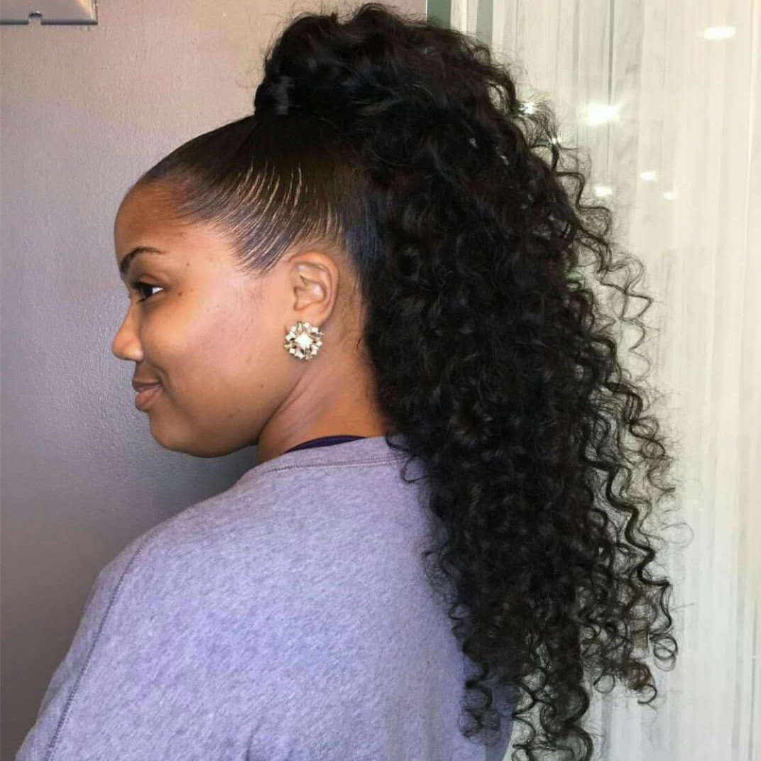 Human Hair Kinky Curly Ponytail Drawstring Afro Kinky Curly Ponytail Hair Extension African American Ponytail HairPieces with Clips 140g