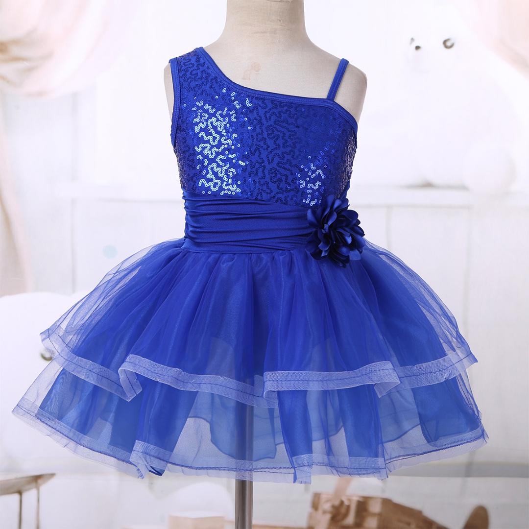 iEFiEL Girls One-Shoulder Tutu Ballet Dress Gymnastics Leotards for Girls Ballerina Dancewear Sequins Ballet Costume Dance Dress