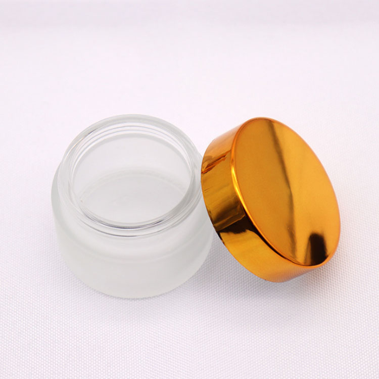 Frost Glass Cream Jar Bottle 10g 20g 30g 1oz Empty Container Cosmetic Jars with Black Gold Lid