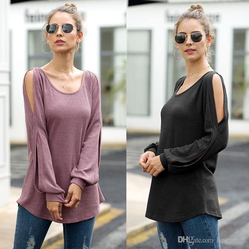 2020 Blouses Summer Women Knitted top shirts u- neck Strapless Shirts Off Shoulder Short-sleeved shirt Loose Type