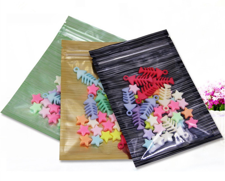 100pcs One Side Clear Drawing Aluminum Foil Zip Lock Bag Resealable Translucent Coffee Powder Gifts Trinkets Jewelry Cosmetics Packaging Pouches