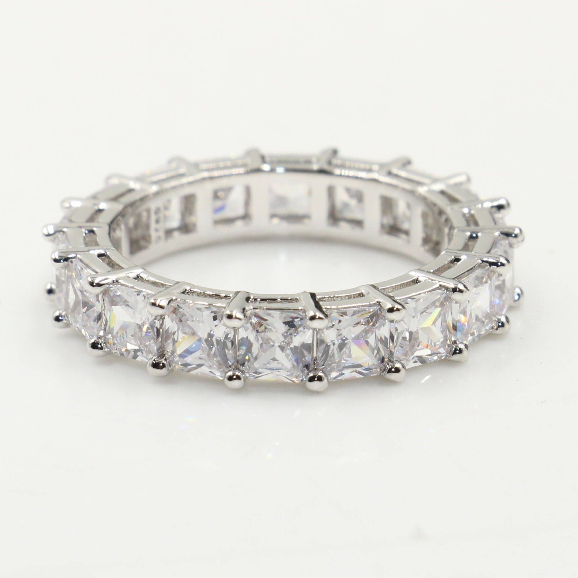 Choucong Vintage Fashion Jewelry Real 925 Sterling Silver Princess White Topaz CZ Diamond Eternity Women Wedding Engagement Band Ring Gift