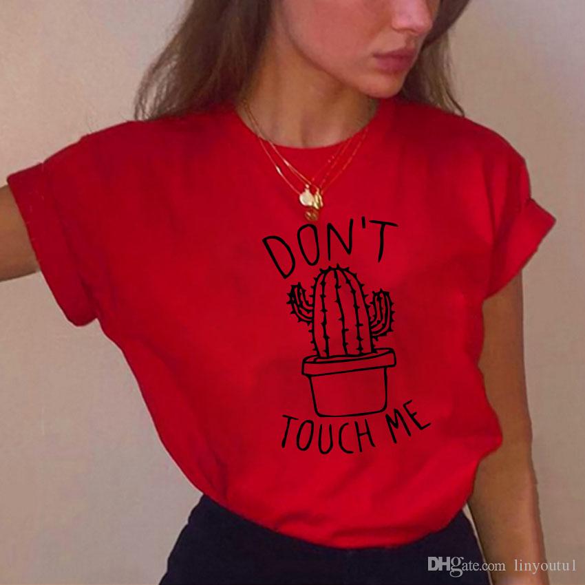 2020 Cactus Printed Women's T-Shirt Cotton Harajuku Summer Female Top Tee For Lady Girl Funny Round neck T-shirts Hipster