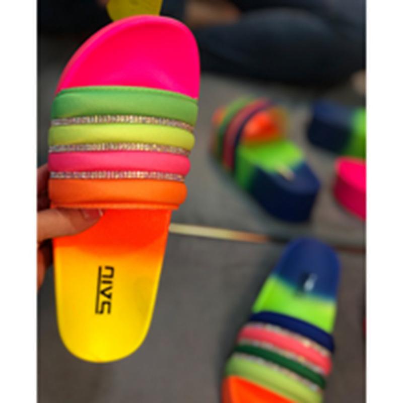 Summer Girls Rainbow Bling Slippers Non-slip Soft Beach Ladies Slides Flats Shoes Home Women Slipper Footwear, Blue
Summer Girls Rainbow Bling Slippers Non-slip Soft Beach Ladies Slides Flats Shoes Home Women Slipper Footwear, Blue