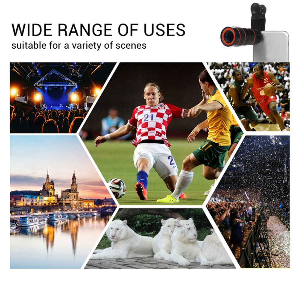 Universal Clip 8X 12X Zoom Cell Phone Telescope Lens Telepo External Smartphone Camera Lens For iPhone Samsung Huawei PDA439708695