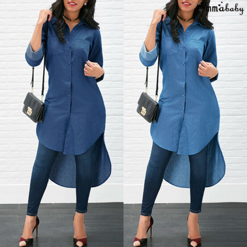 2020b Women Long Sleeve Denim Jean Lapel Shirt Dress Short Midi Dress Tops Plus Size, Blue
2020b Women Long Sleeve Denim Jean Lapel Shirt Dress Short Midi Dress Tops Plus Size, Blue