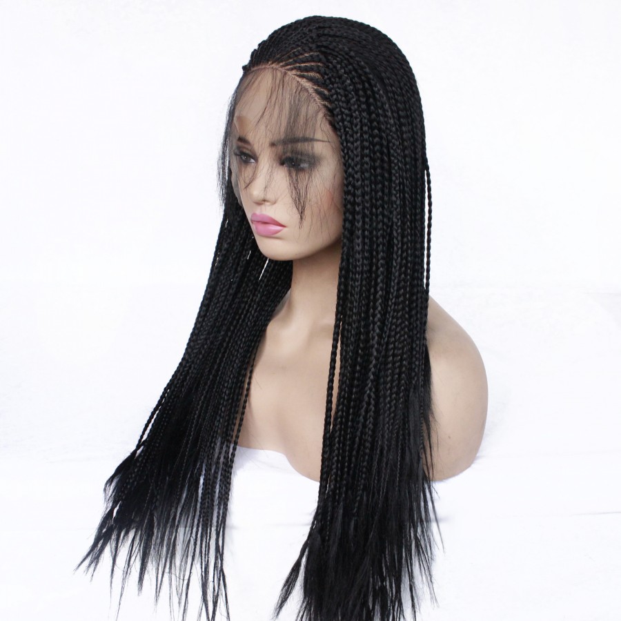 200density full Micro Braid Lace Wigs handtied Braided Lace Front wig black/brown/burgundy red box braids wig for black women