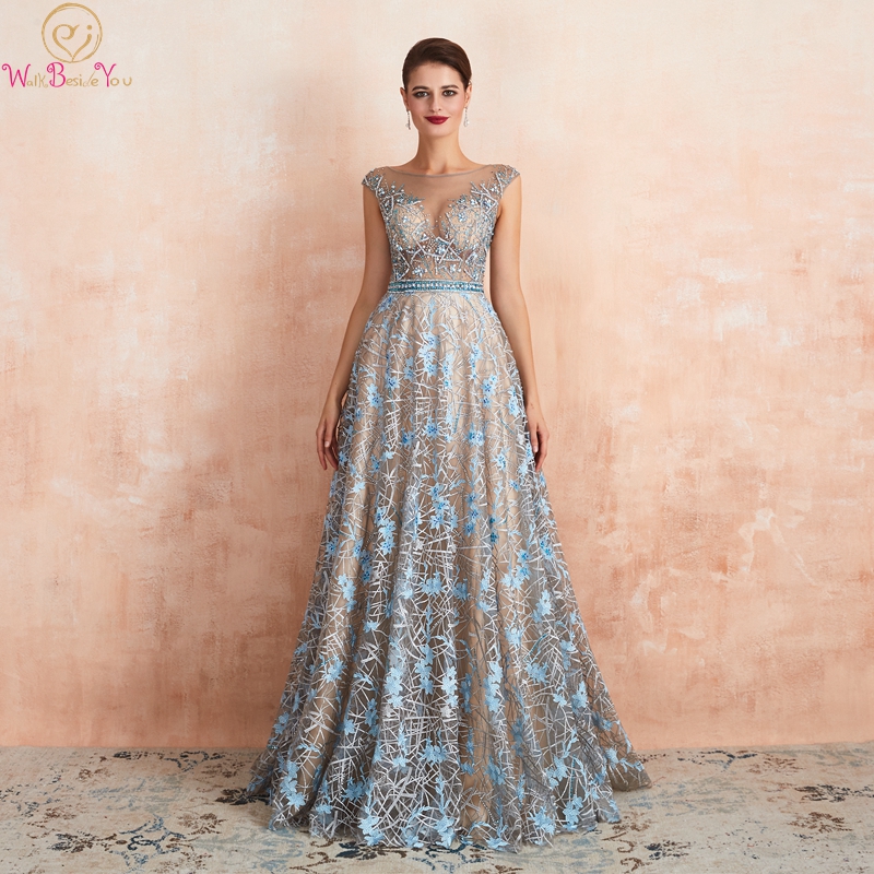 2019 New O-Neck A-line Lace Evening Dresses Illusion Blue Champagne Sleeveless Long Luxurious Beading Crystal Formal Party Gowns, Picture color
2019 New O-Neck A-line Lace Evening Dresses Illusion Blue Champagne Sleeveless Long Luxurious Beading Crystal Formal Party Gowns, Picture color