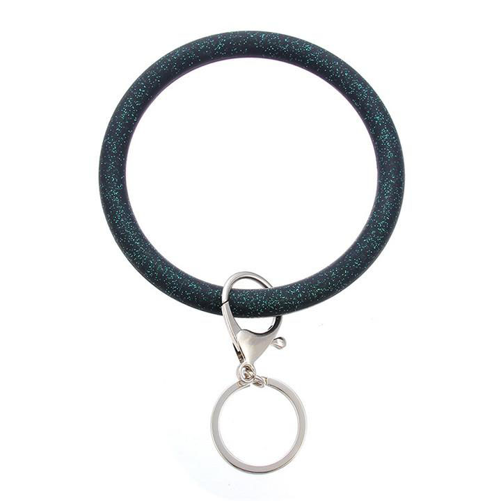 Silicone Wrist Key Ring Fashion Glitter Bracelet Sports Keychain Bracelets Bangle Round Key Rings Large O Keyring Jewelry