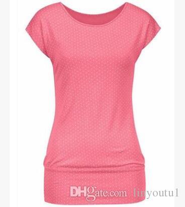 2020 Vintage Polka Dot Print Summer T Shirt For Women Short Sleeve Slim T-shirt Round Neck Casual Female Tops Tees New