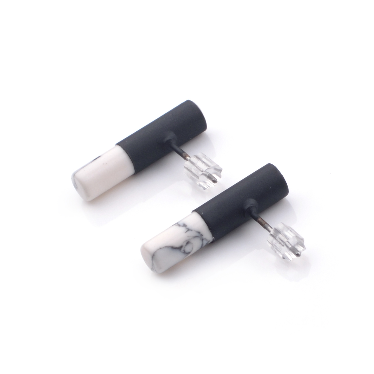 Gold metal green pine white pine natural stone stainless steel fashion exquisite geometric earrings female earringGeometric Golden Bar Dance