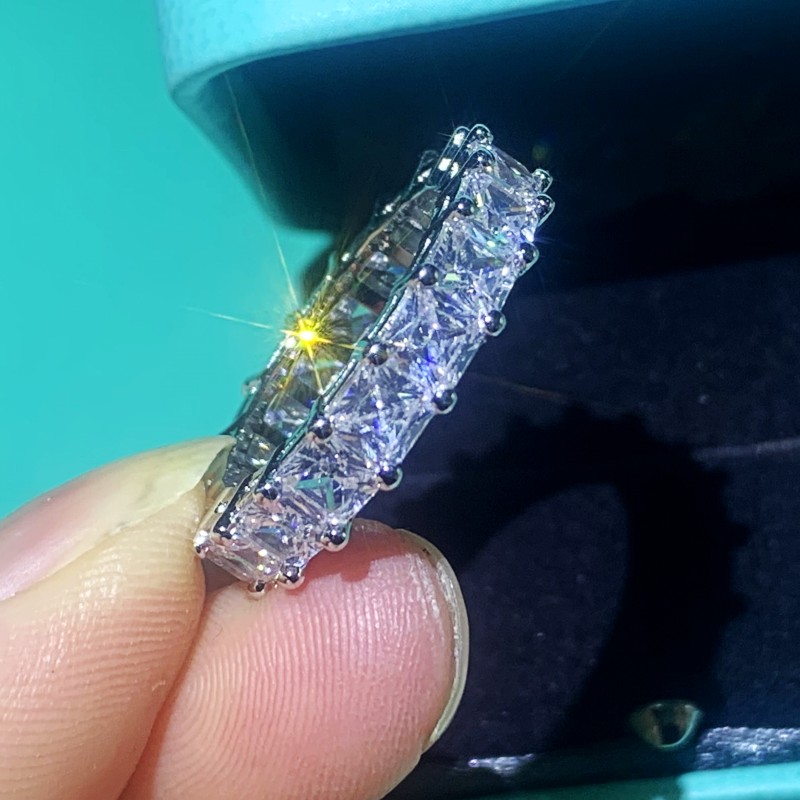 9 Style Victoira Ins Top Selling Women Fashion Jewelry 925 Sterling Silver Princess White Topaz CZ Diamond Gemstones Wedding Band Ring Gift