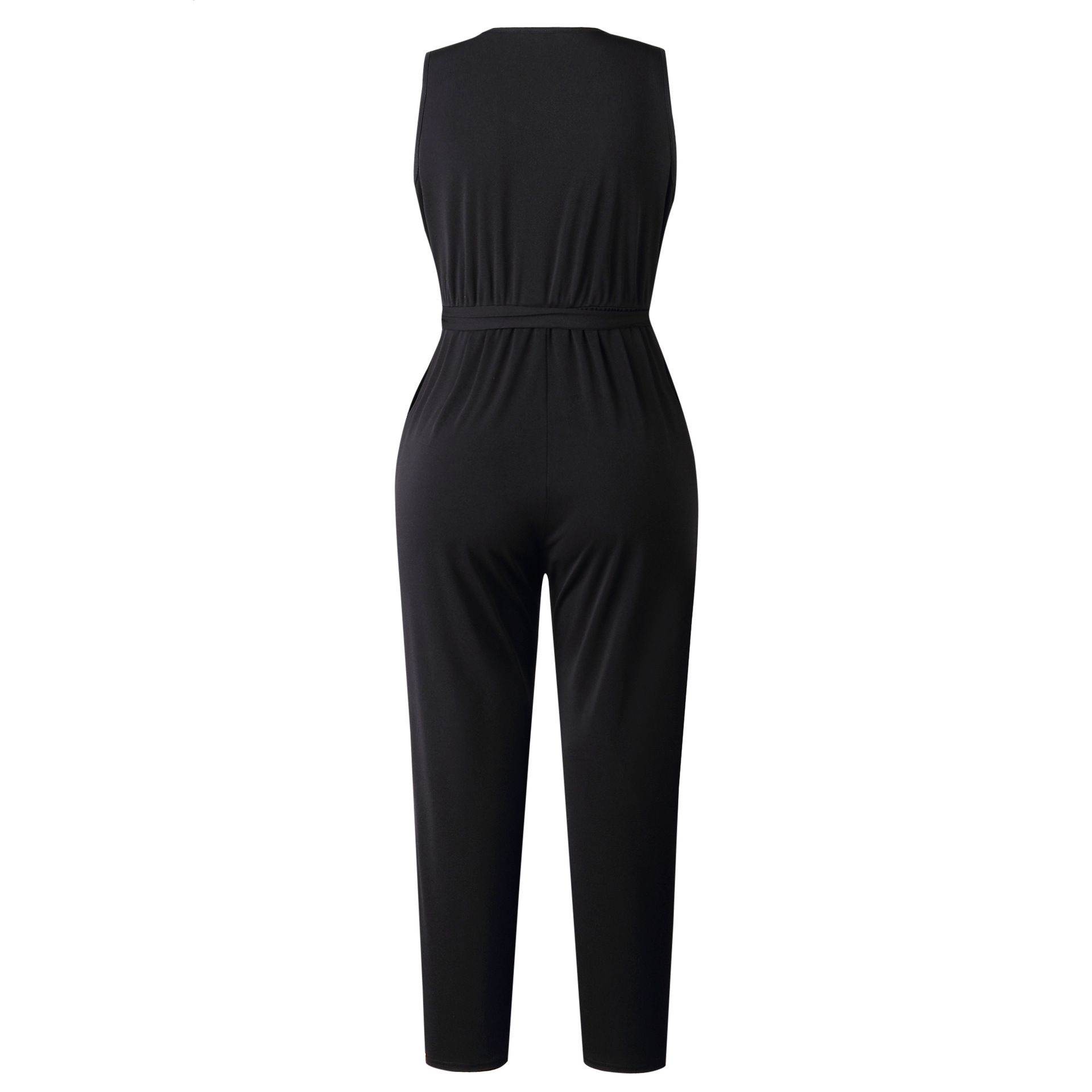 hot sale New Arrival Sexy Spaghetti Cross Strap Lace Up Jumpsuits Summer Women V Neck Solid Casual Sleeveless Pockets Long Romper Female