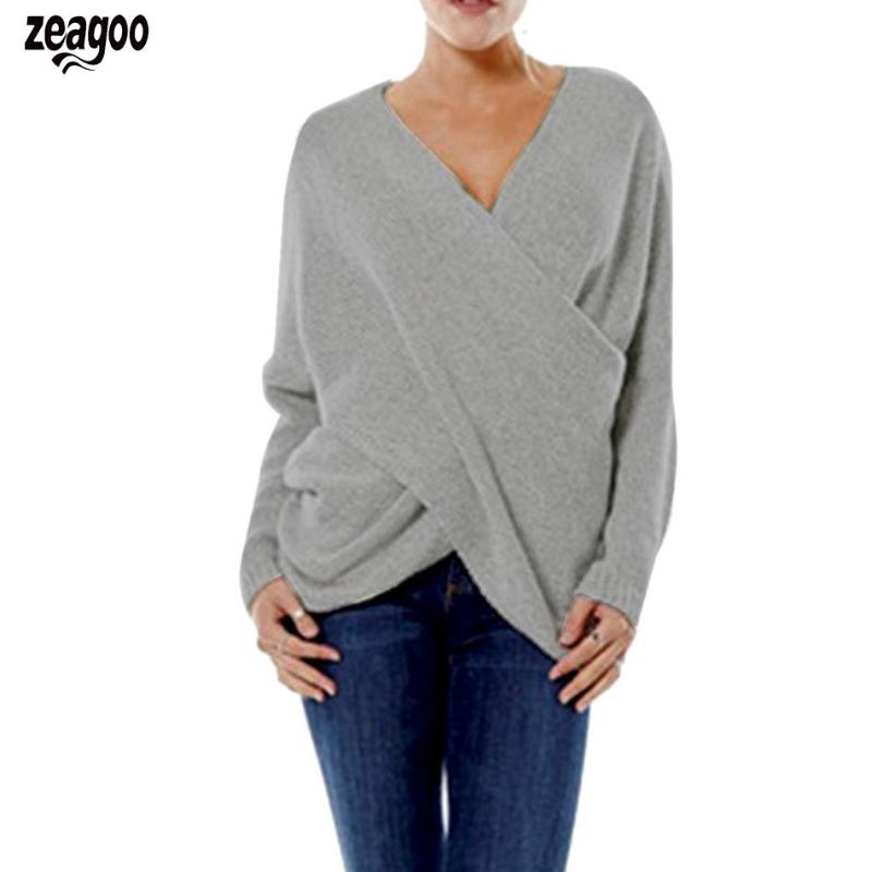 Fashion Women' Polluver Sweaters V-Neck Drop-Shoulder Sleeve Cross Wrap Sweater, Black
Fashion Women' Polluver Sweaters V-Neck Drop-Shoulder Sleeve Cross Wrap Sweater, Black