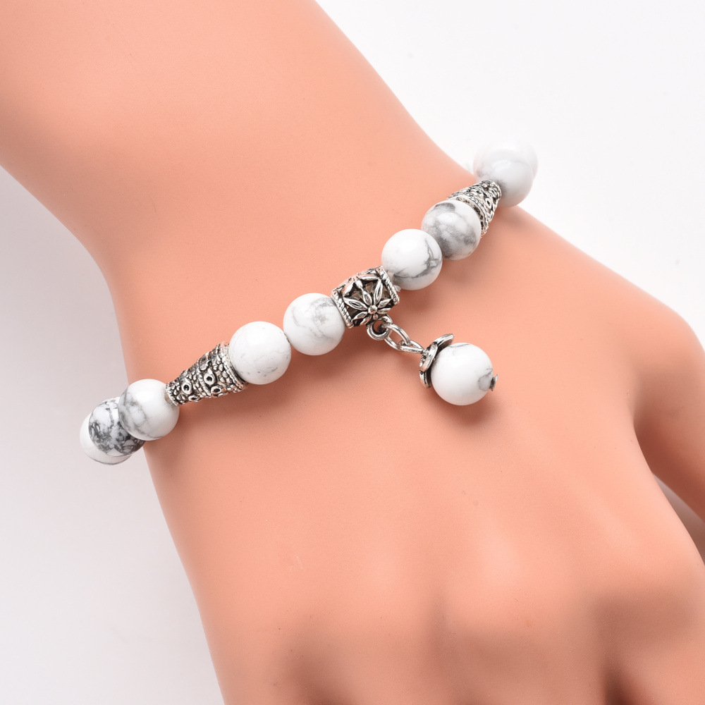 Best selling 2018 Ladies Men 8mm Lava Logan Diffuser Bracelet Charm Cone Alloy Natural Stone Yoga Bead Bracelet Jewelry Gift