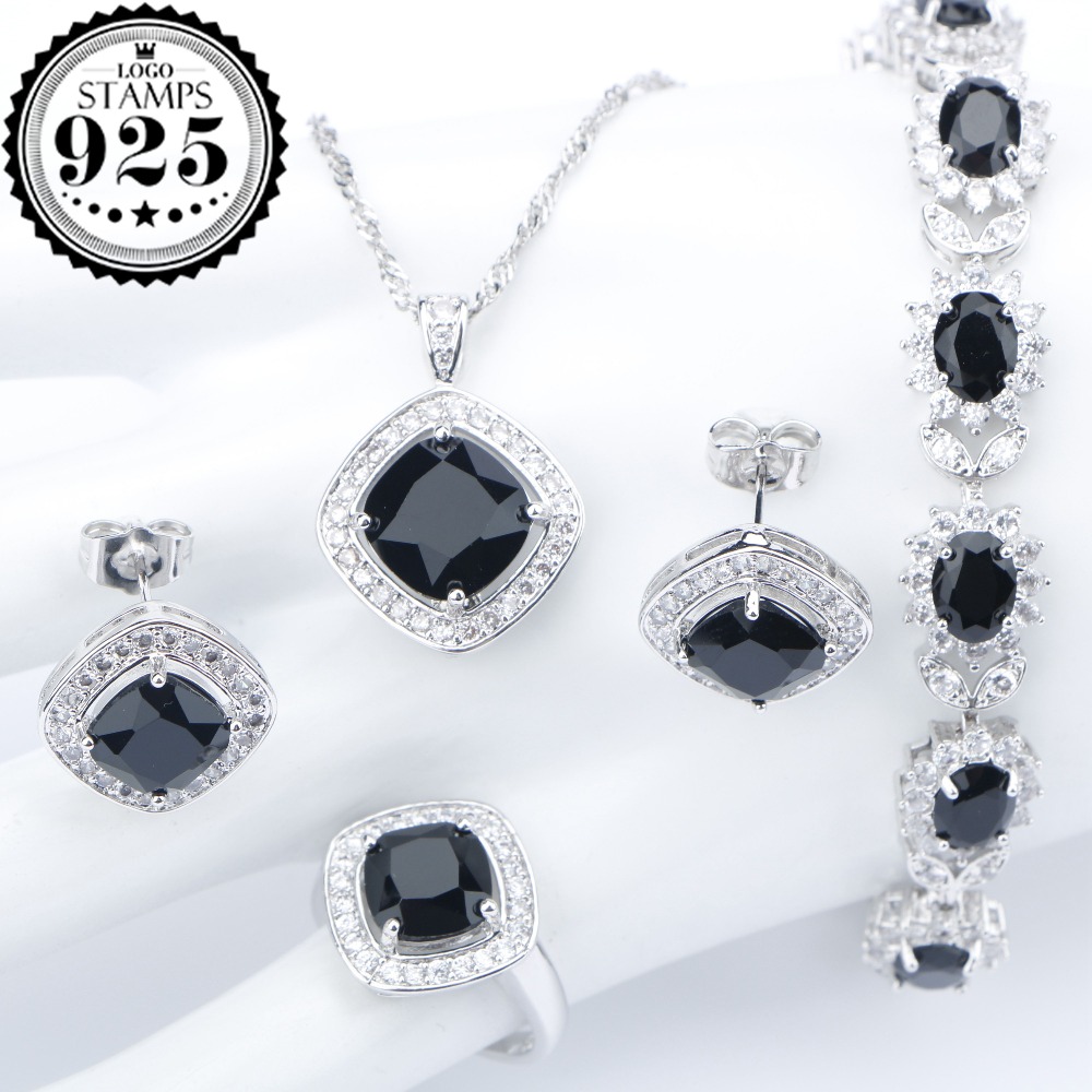 Silver 925 Costume Wedding Black Zircon Jewelry Sets For Women Bracelets Earrings Rings Pendant Necklace Set Jewellery Gift Box
Silver 925 Costume Wedding Black Zircon Jewelry Sets For Women Bracelets Earrings Rings Pendant Necklace Set Jewellery Gift Box