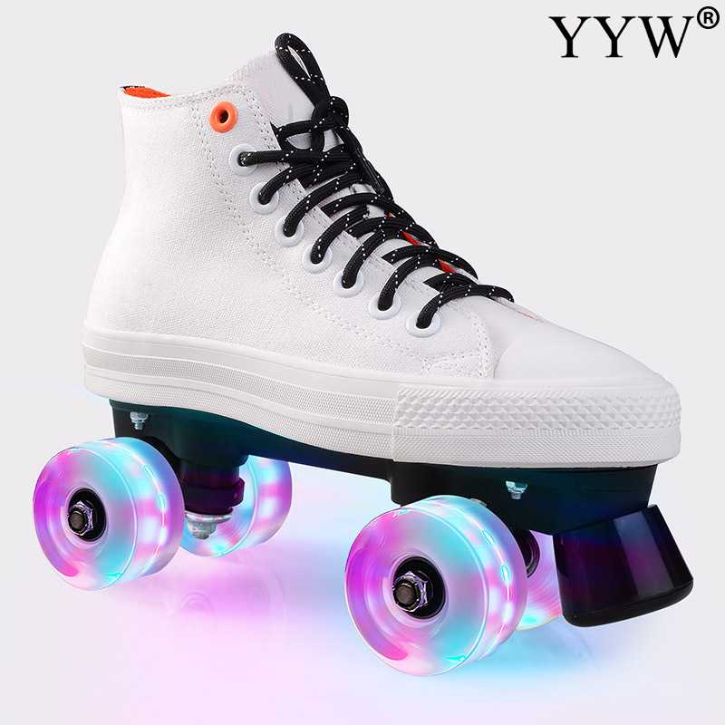 White Canvas Roller Skates Patines With Pu Flashing Wheels Double Line Skates Women Men Lovers Adult Two Line Skating Shoes, With light
White Canvas Roller Skates Patines With Pu Flashing Wheels Double Line Skates Women Men Lovers Adult Two Line Skating Shoes, With light