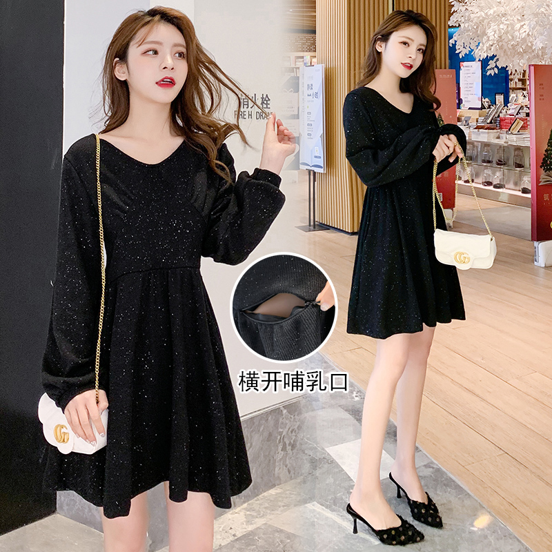 9305# 2020 Autumn Black Maternity Nursing Dress V neck Slim Waist Feeding Clothes for Pregnant Women Long Sleeve Pregnancy Wear
9305# 2020 Autumn Black Maternity Nursing Dress V neck Slim Waist Feeding Clothes for Pregnant Women Long Sleeve Pregnancy Wear