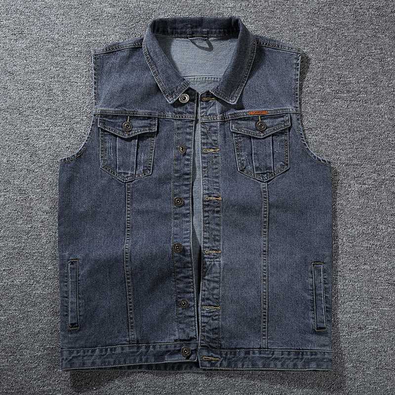 Plus Size 8XL 7XL 6XL 5XL Cotton Jeans Sleeveless Jacket Vest Men Denim Jeans Vest Male Cowboy Outdoors Waistcoat Mens Jackets1