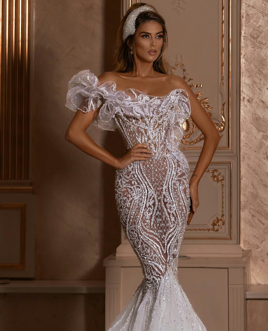 Arabic See Through Mermaid Wedding Dresses 2020 Backless Tulle Sexy vestidos de novia Lace Bridal Gowns robes de mariée