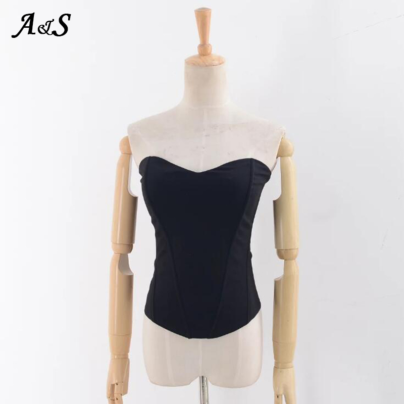 Women Sexy Tops Slim Backless Three-dimensional Clipping Thin Fishbone Female Strapless Party Summer Sleeveless High Quality Tee