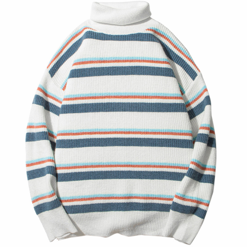 Mens 2020 Hip Hop Streetwear Pullover Turtleneck Striped Sweater Harajuku Cotton Fashion Autumn Winter Black White Loose Sweater
Mens 2020 Hip Hop Streetwear Pullover Turtleneck Striped Sweater Harajuku Cotton Fashion Autumn Winter Black White Loose Sweater
