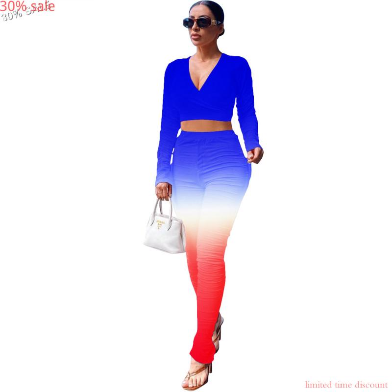 Gradient Stacked Leggings Set Women Two Piece Set V-neck Long Sleeve Crop Top Long Stacked Pants Tracksuit 2 Pc Fall Clothes, Home fun set
Gradient Stacked Leggings Set Women Two Piece Set V-neck Long Sleeve Crop Top Long Stacked Pants Tracksuit 2 Pc Fall Clothes, Home fun set