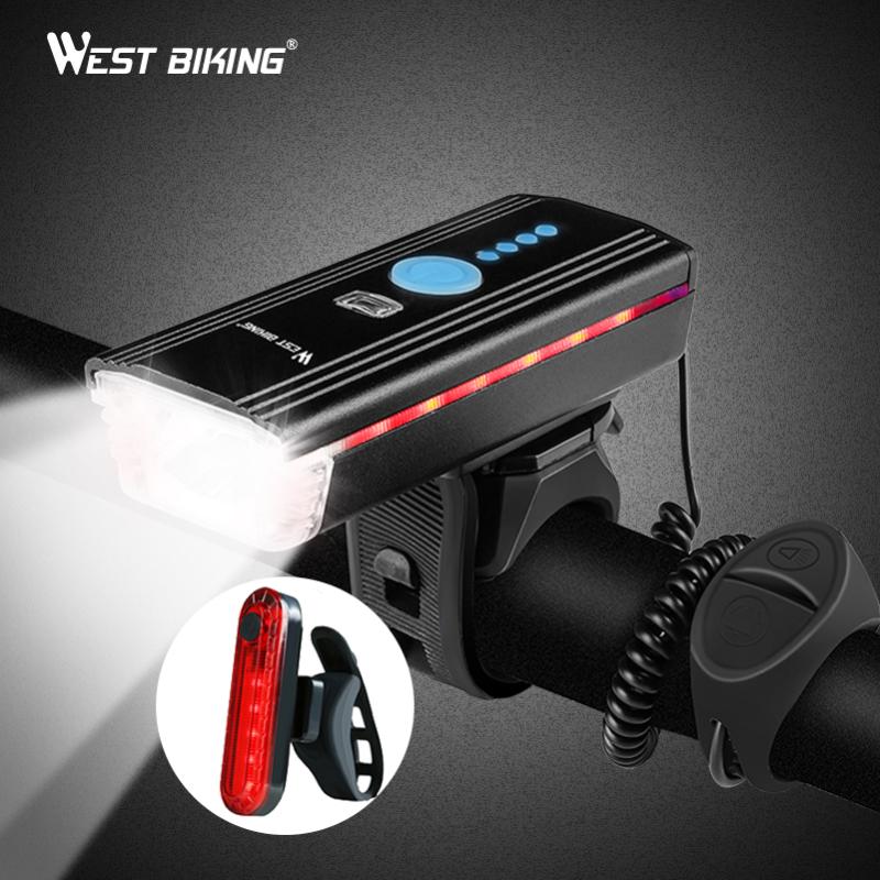 WEST BIKING Bike Light Induction Front Light Cycling Bicycle USB Charging Warning Handlebar Torch With Bell Head Lamp
WEST BIKING Bike Light Induction Front Light Cycling Bicycle USB Charging Warning Handlebar Torch With Bell Head Lamp