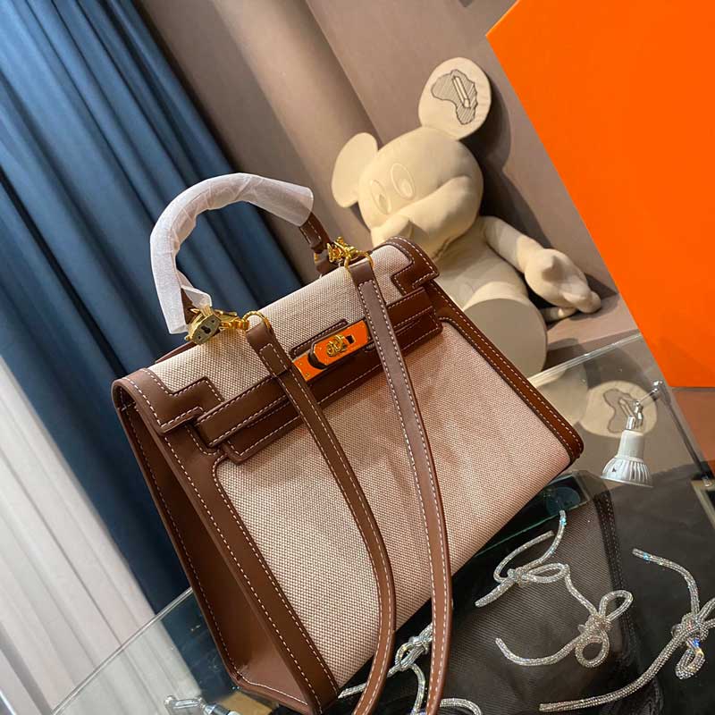 Genuine Real Leather Handbag Canvas Bag Classic High Quality Fashion Handbags Large Shoulder Tote Bag Crossbody Bag
