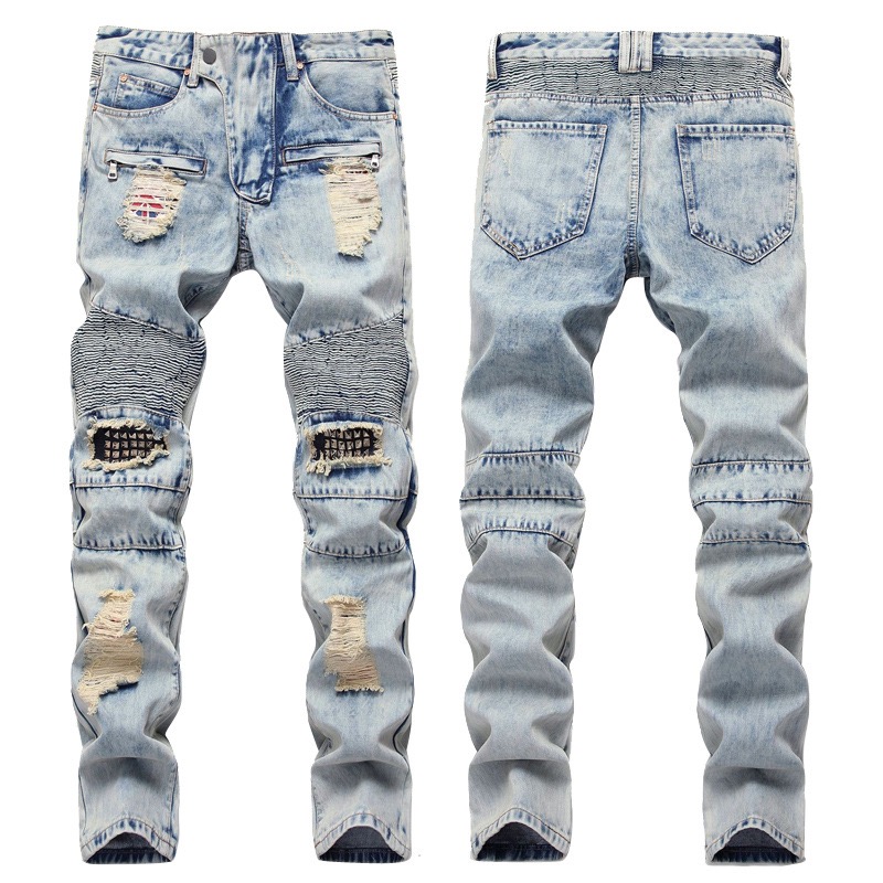 Denim Trousers Spring Streetwear Elastic Pencil Pants Ripped Vintage Ripped Skinny Jeans Men, Light blue
Denim Trousers Spring Streetwear Elastic Pencil Pants Ripped Vintage Ripped Skinny Jeans Men, Light blue