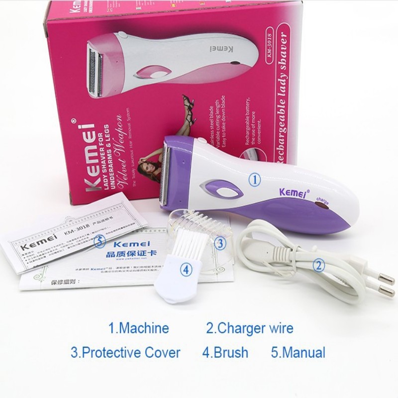 KEMEI Waterproof Electric Epilator Women Shaving Machine Electric Shaver Bikini Underarm Body Hair Removal Device Removedor De Pelo