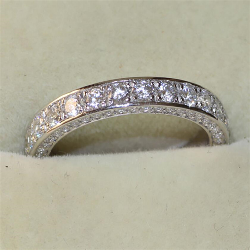 Choucong Brand New Hot Sale Vintage Fine Jewelry Circle Ring Full White Topaz CZ Diamond Eternity Party Women Wedding Bridal Ring Gift