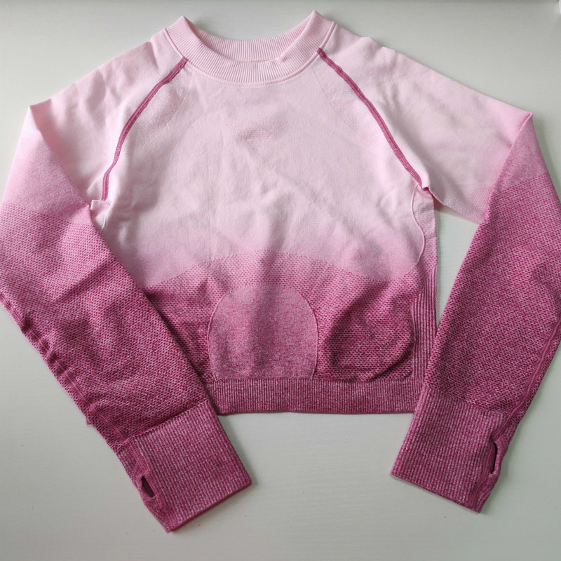 Nepoagym Ombre Cropped Seamless Long Sleeve Crop Top Workout Shirts for Sports Tops Gym Women T200331 T200401