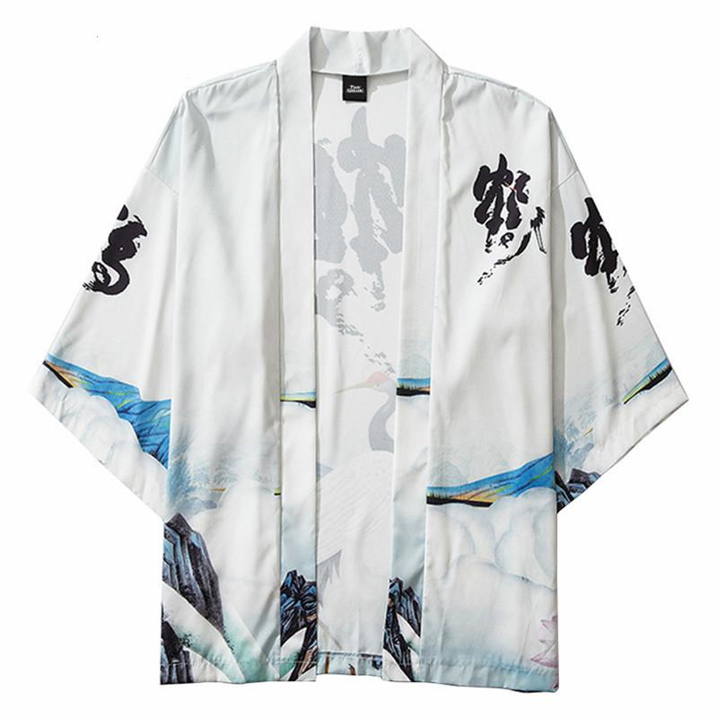 japanese kimono jacket printed harajuku hip hop men japan style streetwear jacket summer thin clothes loose kimono