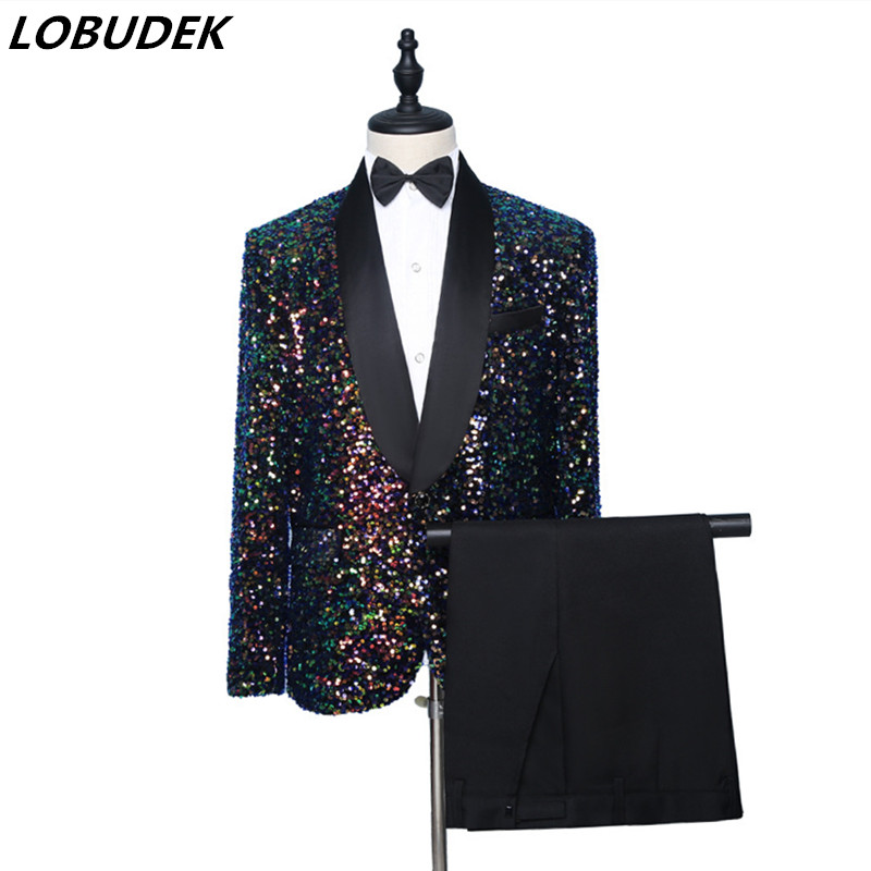 Men Sequins Tuxedo Suits Stage Costume Shiny Sequins Blazer Shawl Lapel 2 Pieces Singer Concert Nightclub Bar Performance Suits, Set
Men Sequins Tuxedo Suits Stage Costume Shiny Sequins Blazer Shawl Lapel 2 Pieces Singer Concert Nightclub Bar Performance Suits, Set