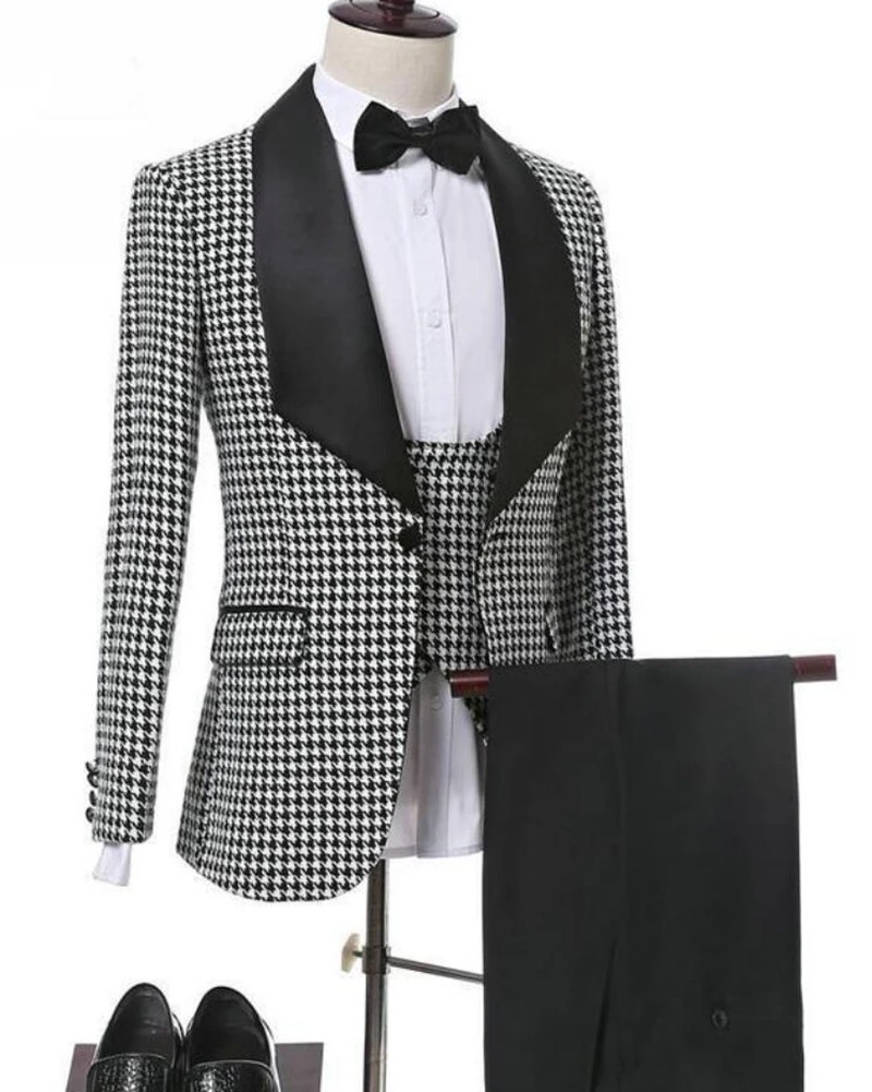 3 pcs designer mens suits shawl lapel wedding tuxedos slim fit groom groomsmen suit mens formal wear