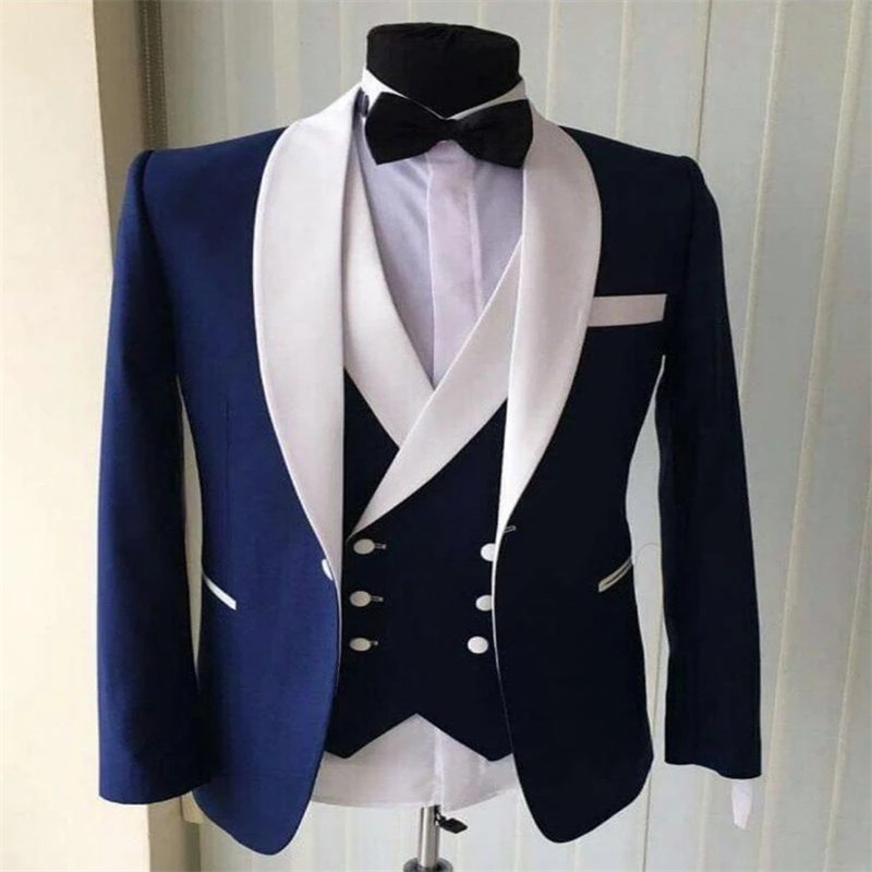 gentlemen slim fit suits 3piece cotton blend notched lapel wedding formal blazer men suits custom made leisure suit for man