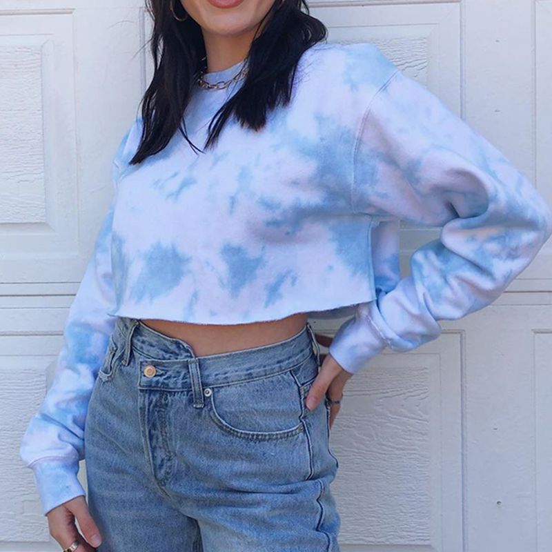 2020 Autumn Womens Cropped Hoodies Tie Dye Sweatshirt Long Sleeve Round Collar Loose Printed Tops Oversize Hoodie Women Clothes, As pic
2020 Autumn Womens Cropped Hoodies Tie Dye Sweatshirt Long Sleeve Round Collar Loose Printed Tops Oversize Hoodie Women Clothes, As pic