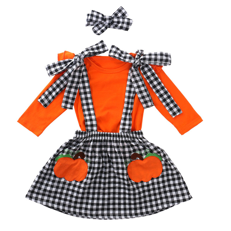Emmababy Baby Girl Halloween 3 PCS Clothing Set Orange Top + Plaid Suspender Skirt + Headband 1-5Y Kids Child Festival Outfits
Emmababy Baby Girl Halloween 3 PCS Clothing Set Orange Top + Plaid Suspender Skirt + Headband 1-5Y Kids Child Festival Outfits