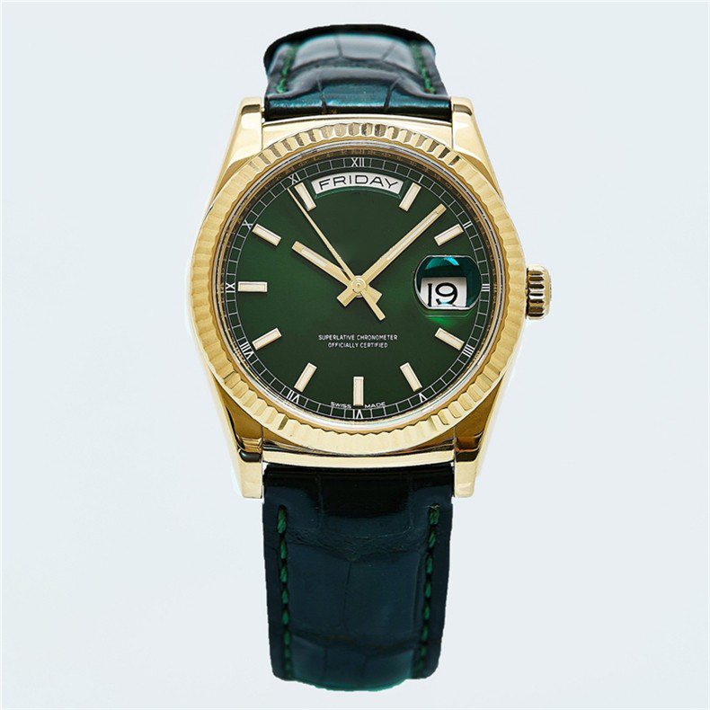 High quality Asian neutral watch 2813 automatic mechanical men's watch 118138 model 18k gold 36mm green dial leather strap sapphire glass, White
High quality Asian neutral watch 2813 automatic mechanical men's watch 118138 model 18k gold 36mm green dial leather strap sapphire glass, White