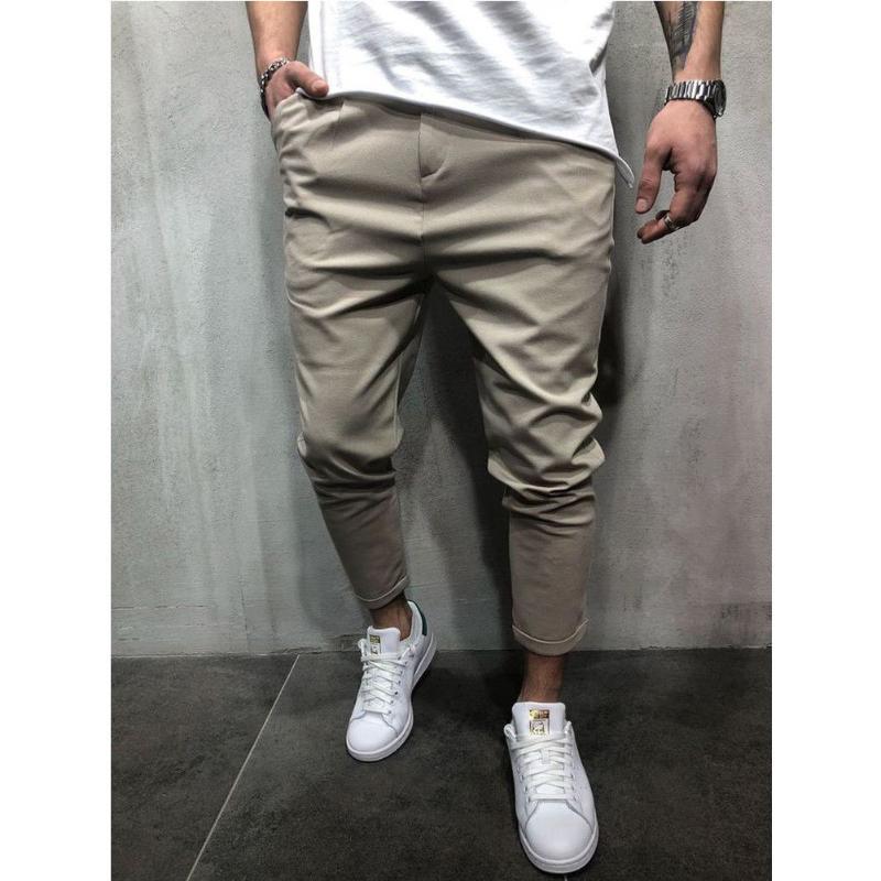 Mens Jogging Appointment Office Straight Pencil Pants Casual Long Trousers Leisure Polyester B4