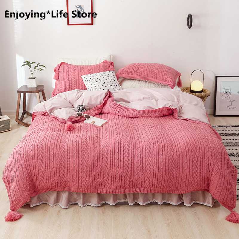 Pink Green White Winter Velvet Fleece Comfortable Princess Bedding Set Knitting Tassel Duvet Cover Bed Skirt Sheet Pillowcases
Pink Green White Winter Velvet Fleece Comfortable Princess Bedding Set Knitting Tassel Duvet Cover Bed Skirt Sheet Pillowcases