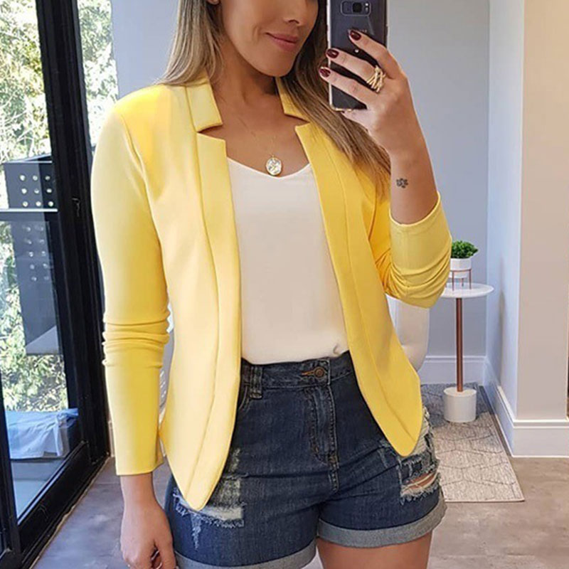 New Spring Casual Blazer for Women Long Sleeve Solid Color Small Suit Office Lady Blazer Cardigans Jackerts Coat Pink Yellow Red, Black
New Spring Casual Blazer for Women Long Sleeve Solid Color Small Suit Office Lady Blazer Cardigans Jackerts Coat Pink Yellow Red, Black