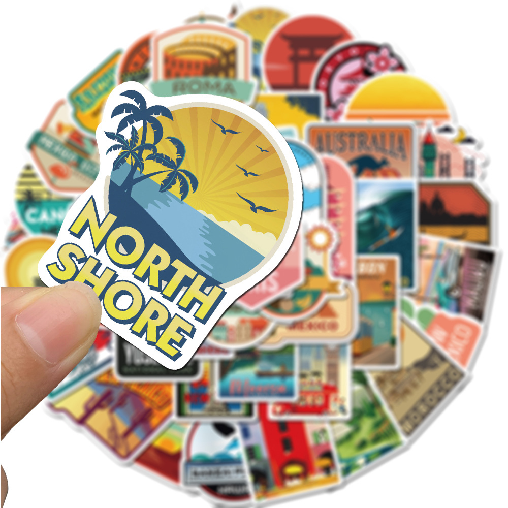 50Pcs Travel City Outdoor Nature landscape Stickers Pack Non-random Car Bike Luggage Sticker Laptop Skateboard Motor Water Bottle Decal