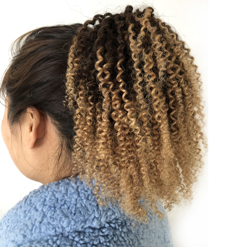 Curly Brazilian Human Hair Wrap Around Ponytail Clip In Ponytail Human Hair Extensions Remy Curly Hair For Black Women